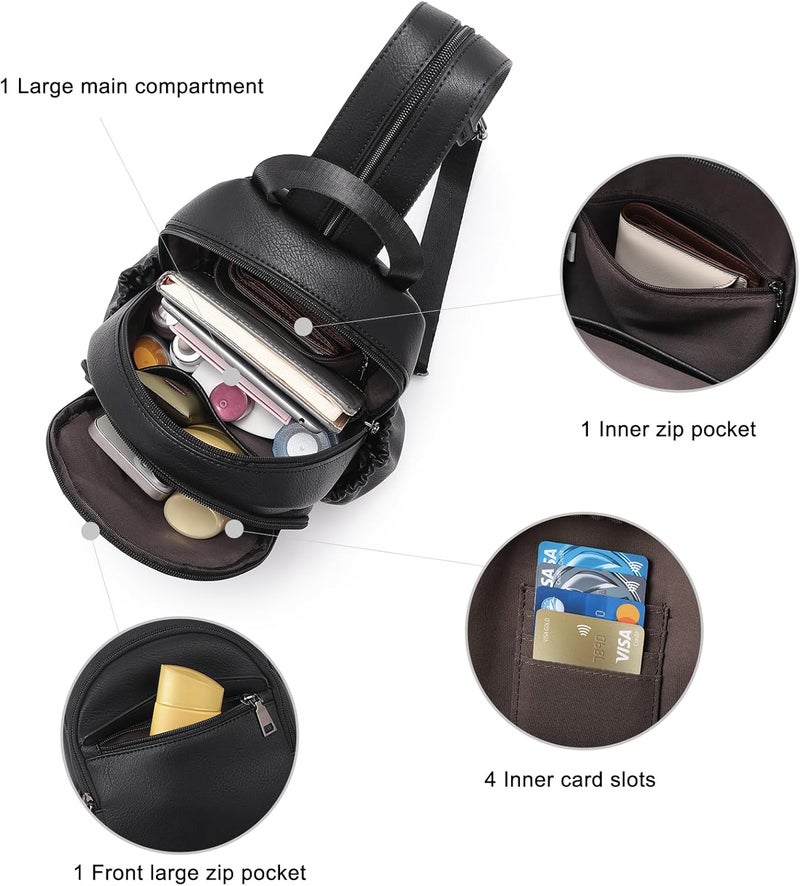 CLUCI Sling Bag for Women Leather Women's Backpack Small Convertible Backpack Purse Crossbody Bag for Travel - Image 5